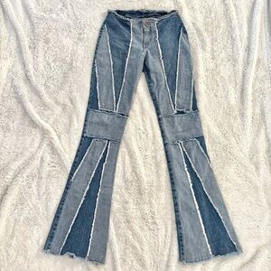 JNCO RARE Vintage Patchwork Low Rise Flare Jeans Estimated Size Juniors 0